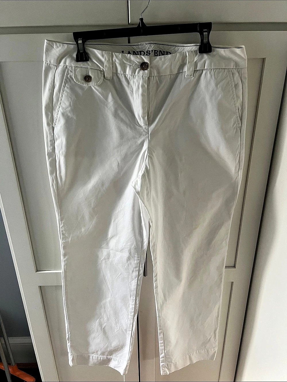 Lands' End Straight Leg Cotton Pants White Size 12
